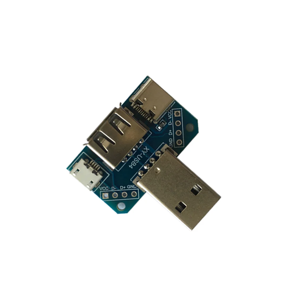 

Адаптер USB, Штекерный USB-разъем в Type-c Micro Female USB 2,54 мм-4P, тестовая плата для передачи данных, плата адаптера USB, распределительная плата