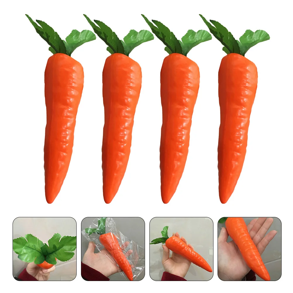 4 Pcs Artificial Carrot Decorations Easter Foam Mini Toys Fake Vegetables for Display Props Showcase