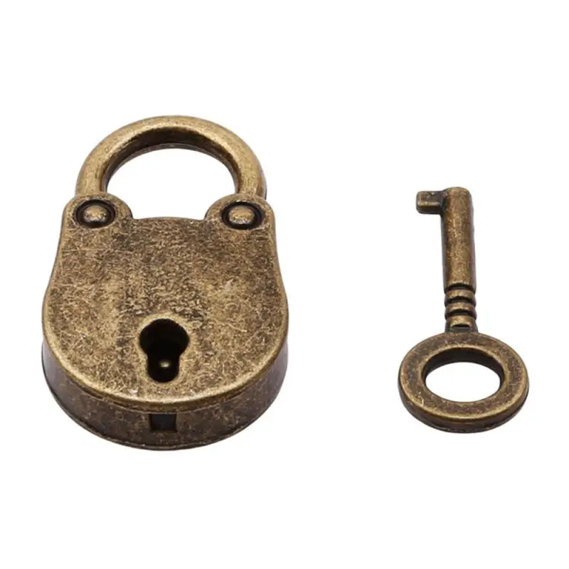 Old Vintage Style Metal Locks Mini Padlock Small Luggage Box Key Lock Bronze Color Home Usage Hardware Decorations