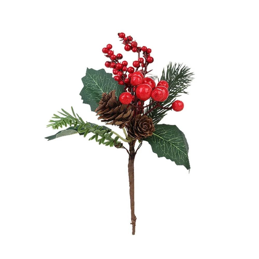 

Plastic Artificial C Lifelike Elegant Simulation Pine Cone Branches Handmade Fake Plant Home New Year Decor