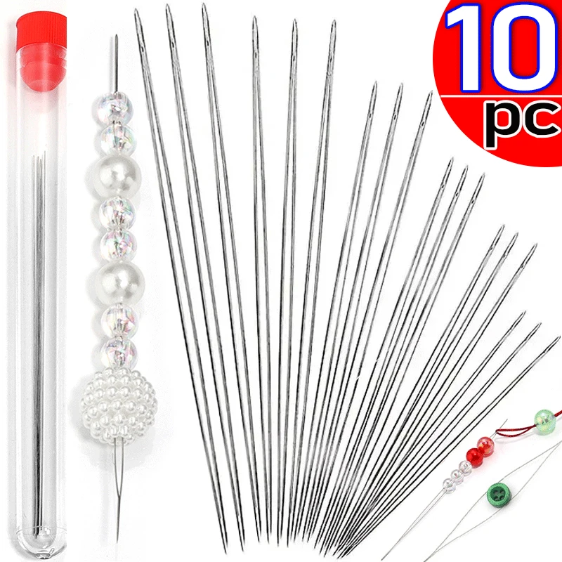 5/10pc Open Big Eye Beading Needles Bead Necklace Bracelet Tools Stainless Steel Self Threading Needle Pins For Jewelry Supplies