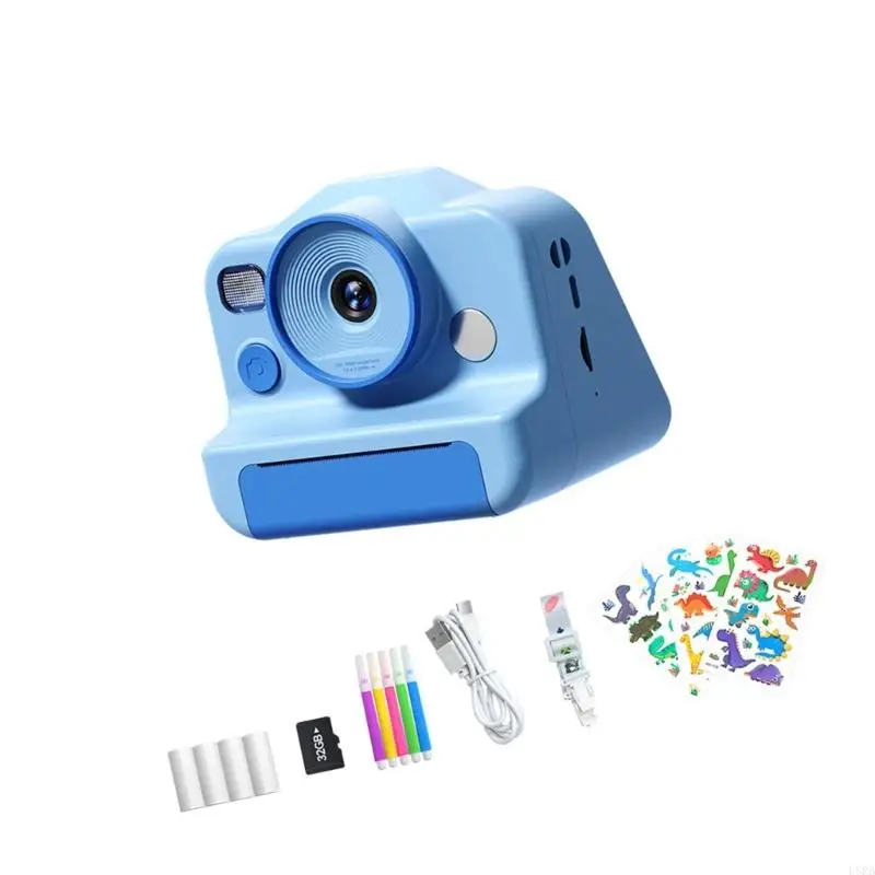 Imprima juguete cámara instantáneamente para niños Fotos 48MP 1080p Videos con tarjeta 32 L8RB