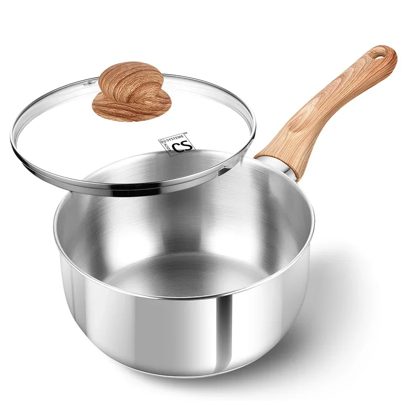 KOCH SYSTEME CS Stainless Steel Saucepan 1QT/2QT/3QT Non-stick Milk Pot with Heat-resistant Bakelite Handle Sauce Pans Induction image 3