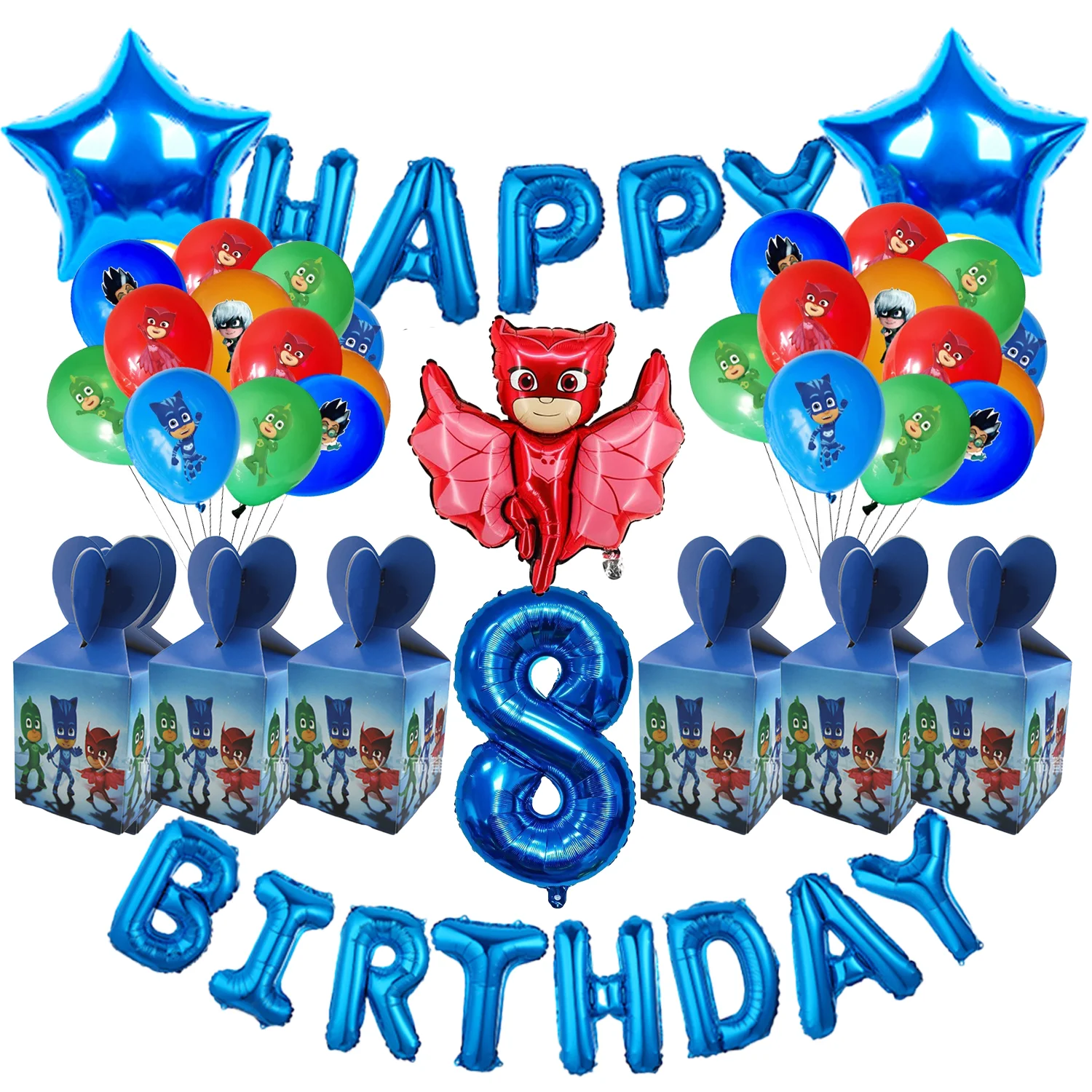 PJ Masks Balloon Birthday Party Decor PJ Masks Connor Disposable Amaya Ballon Baby Shower Kids  Kids Favor Gifts Party Supplies