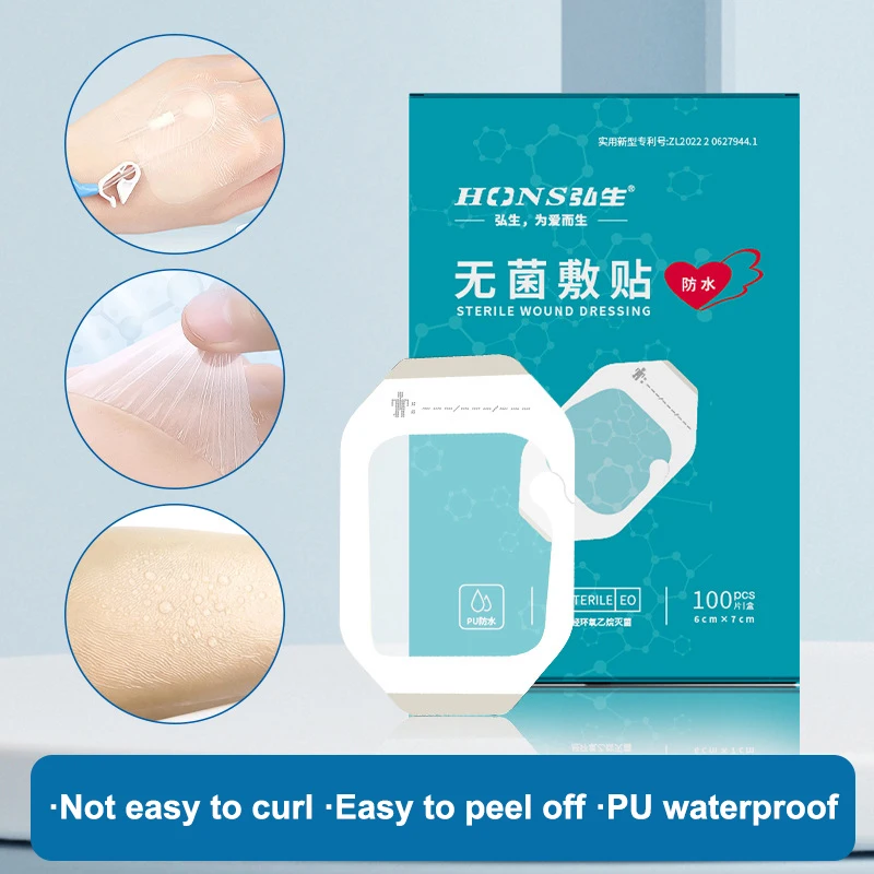 1/5Pcs Medical Waterproof Wound Dressing PU Film Breathable Sterile Cannula Infusion Indwelling Needle Fixation Sticker