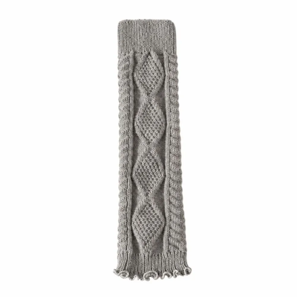 Cute Knitted Knee Socks Vertical Stripe Solid Color Knee Sleeves Stacked Crochet Design Foot Cover Socks For Women