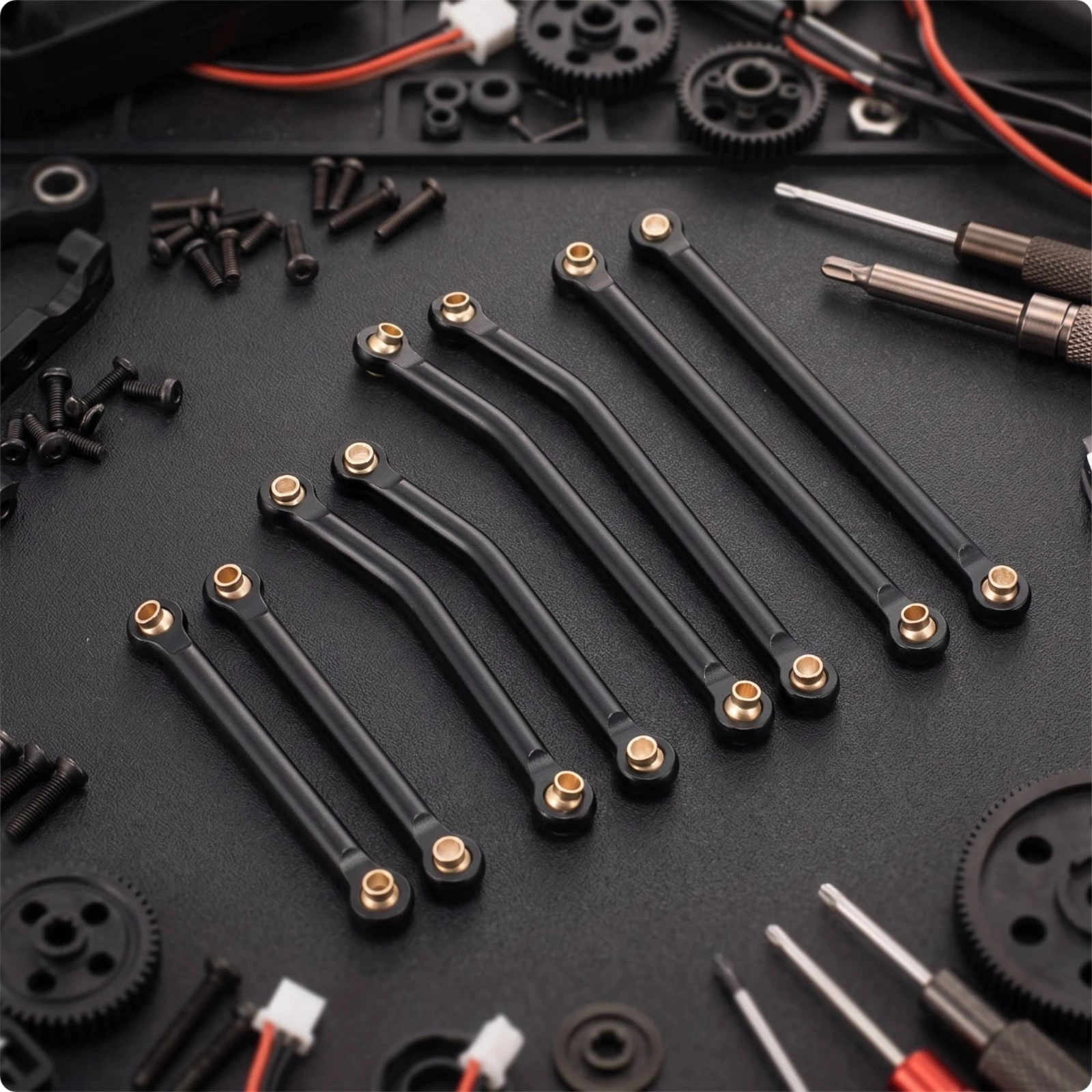 8 Pieces RC Link Rod Set Aluminum Alloy Link Rod Set RC Upgrade Kit High-Precision Ball End Easy to Install for Hobbyists