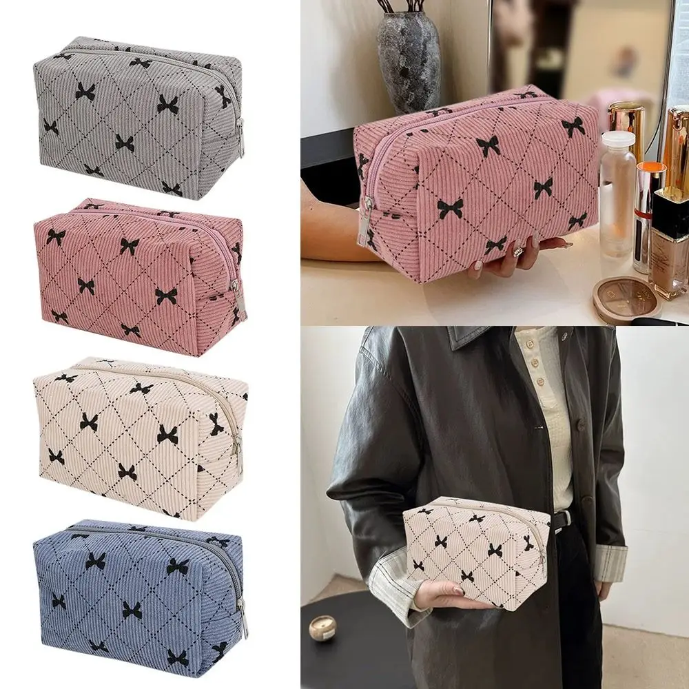 Corduroy Cosmetic Lipstick Skincare Storage Bag Multifunctional Large Capacity Makeup Handbags Toiletry Pouch Bag Travel