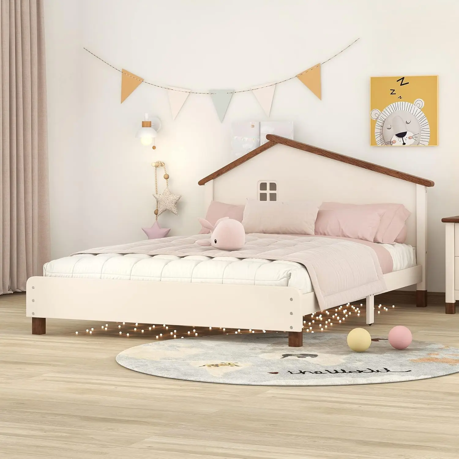 Merax-cama rústica completa para niños pequeños, estructura de cama con plataforma de madera, No necesita resorte de caja, fácil