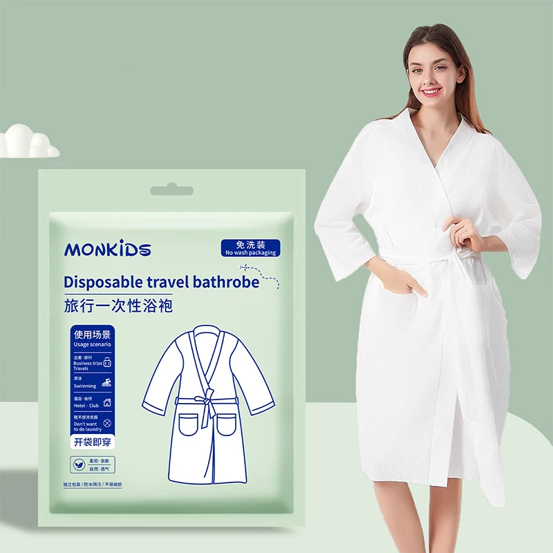 1Pc Disposable Bathrobe Bath Towel Lightweight Comfortable Single Use Hotel Family Travel Gym Business Trip Portable Bath Robe