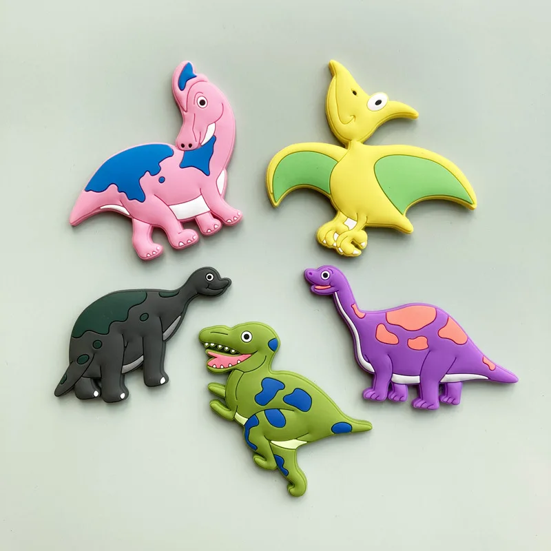 Imanes de PVC de dibujos animados para nevera, imanes creativos de animales de dinosaurio para niños, imanes magnéticos para refrigerador, 12 unids/set