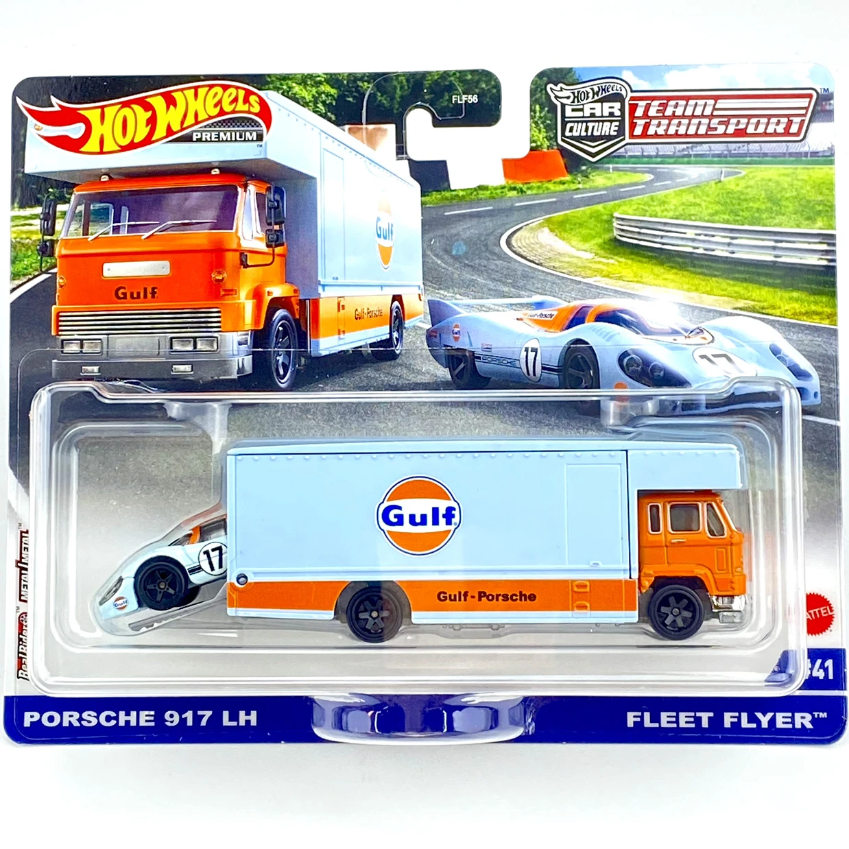 Hot Wheels Team Transport Cars Gulf-PORSCHE 917 LH & FLEET FLYER Car Culture  Collection Metal Diecast Model Vehicles FLF56