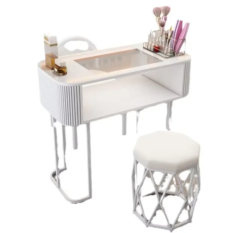 Durable Modern Wood Eco-Friendly Portable Nail Table with Drawers for Beauty Salons