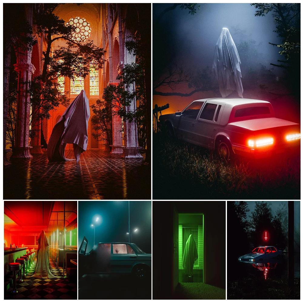 

A White Ghost Wandering In The Darkness Vintage Wall Art Canvas Painting The Slaughter In The Car Art Poster Print Home Decor