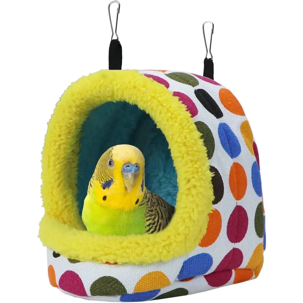 Hanging Hammock Winter Warm Parrot Nest House Bed Plush Sleep Pet Cave Hammock Toy Conure Lovebird Budgie Parakeet Cage Accessor