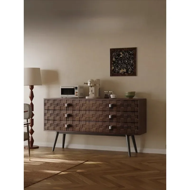 Solid wood dining side cabinet, six chest cabinets, retro entrance cabinet