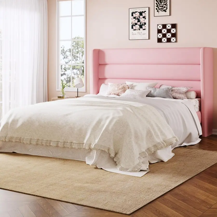 

Полноразмерный каркас кровати-платформы с изголовьем с бархатной обивкой, коробчатой пружиной не требуется, место для хранения под кроватью, прочный W