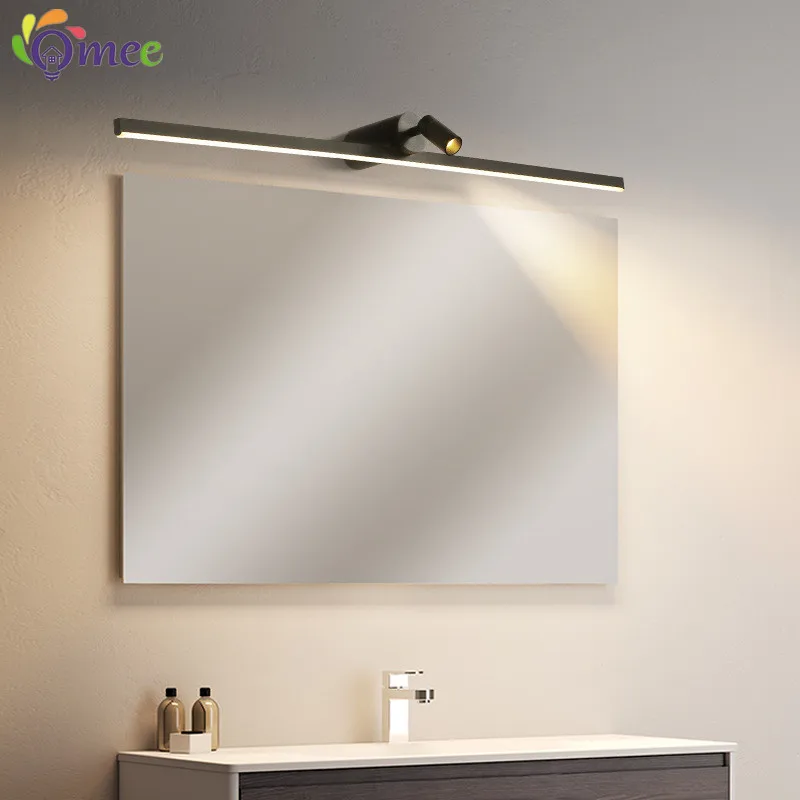 Lampu Dinding Led Modern 60Cm 800Mm AC90-260V Lampu Dinding Spotlight Terpasang Di Dinding Kamar Mandi Cermin Lampu Perlengkapan Lampu Hitam Putih LED