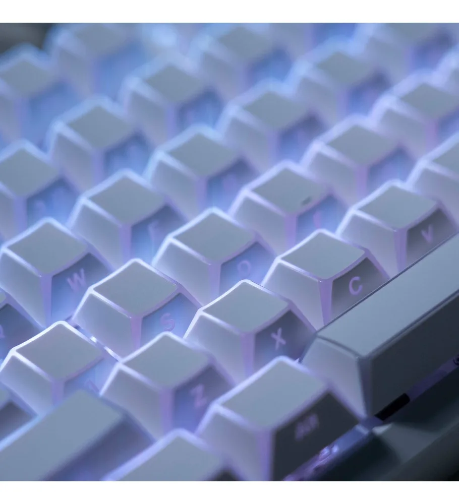 Light-transmitting side-engraved luminous keycap white folding angle