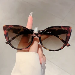 KAMMPT Popular Cat Eye Designer Sunglasses Leopard Decoration Gradient Women's Sun Glasses Ins Brand Trends Shades for Lady