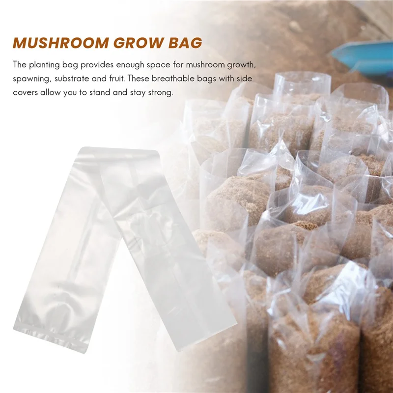 AB33-100Pcs Mushroom Growing Bag Spawn Bags Thick 6 Mil Bags 5.9Inchx13.8Inch 0.2 Micrometre Filter Breathable Autoclavable