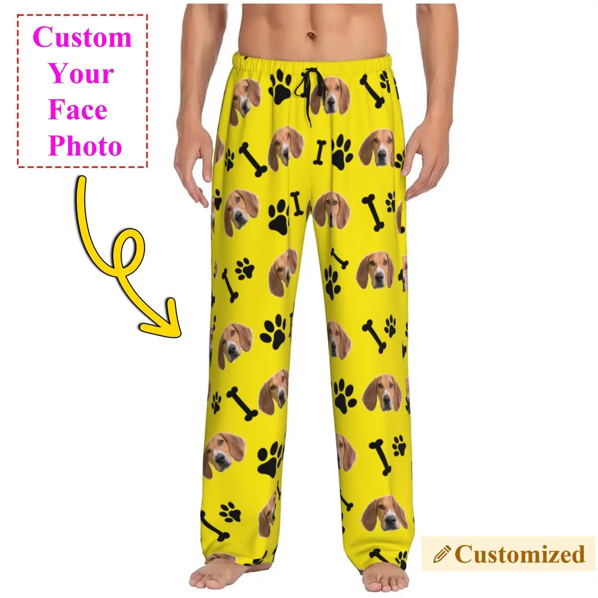

Personalized Custom Dog Pajama Pants Men's Sleepwear Lounge Sleep Bottoms Stretch with Pockets
