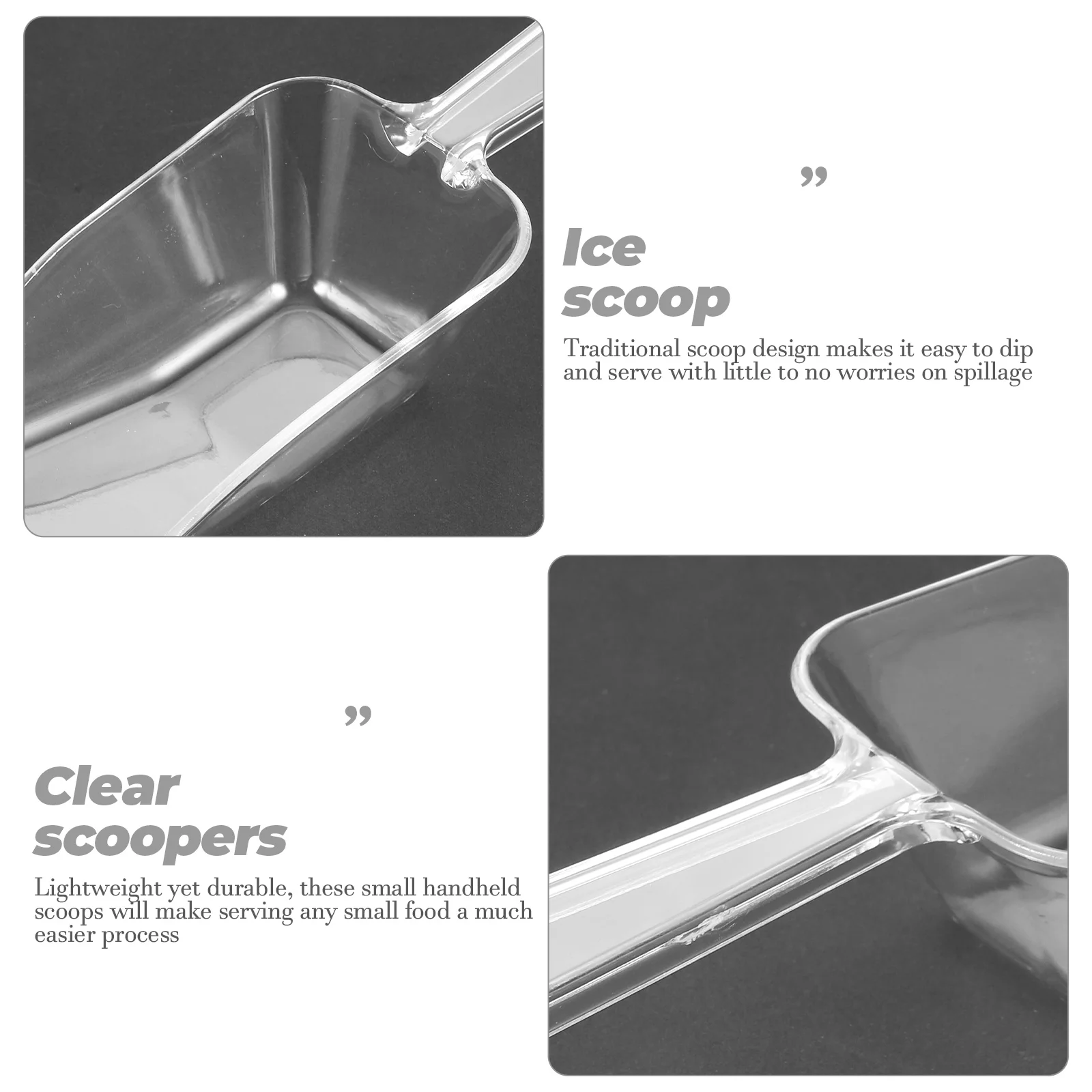 

4 pcs Ice Scoop Measuring Cup Clear Plastic Shovel Lightweight Ideal for Weddings Buffets Pet Food Grain Serving White