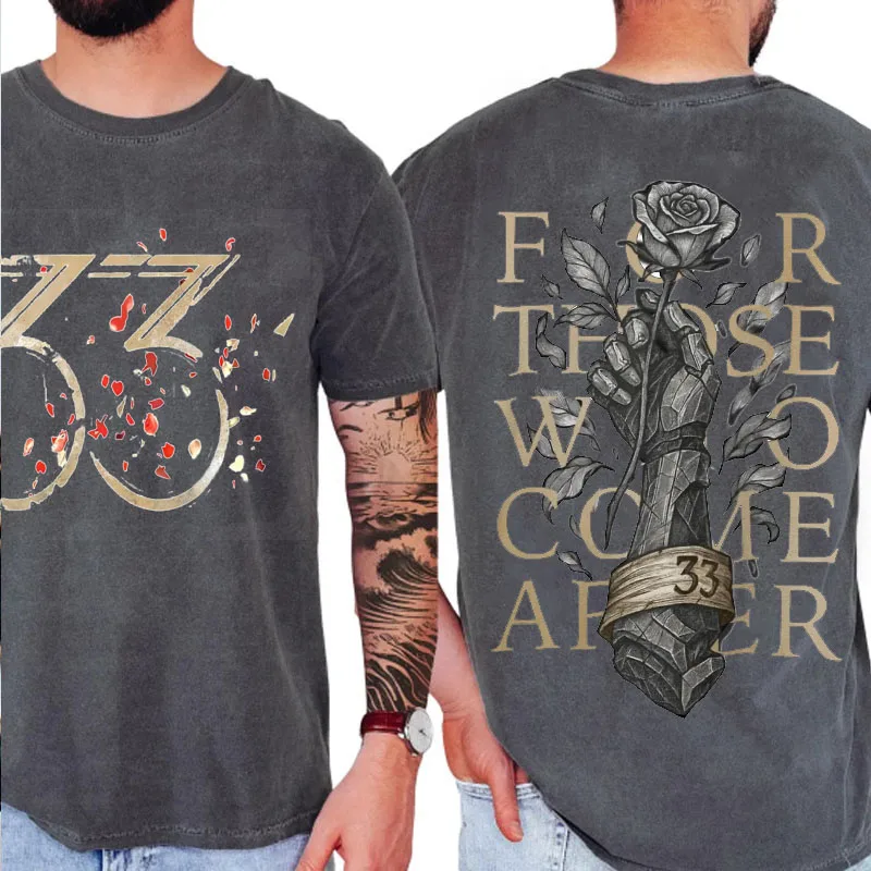 Clair Obscur Expedition 33 T Shirt Men Women for Those Who Come After Tee Vintage Washed Round Neck Printed Tshirts Tops