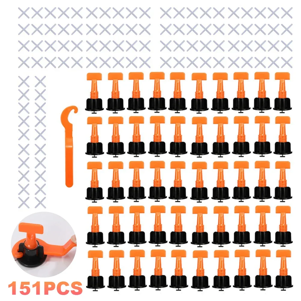 151Pcs Tile Leveling System Reusable Tile Laying Leveler Spacer Replaceable Needle Pin Adjustable Locator Spacers for Wall Floor