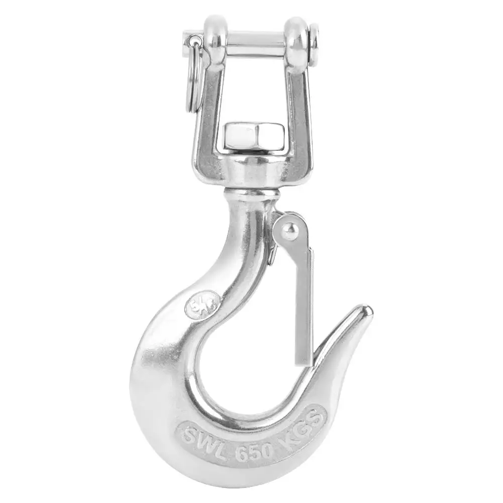 304 Stainless Steel Lifting Hook with Latch - 650kg/1000kg Load Capacity