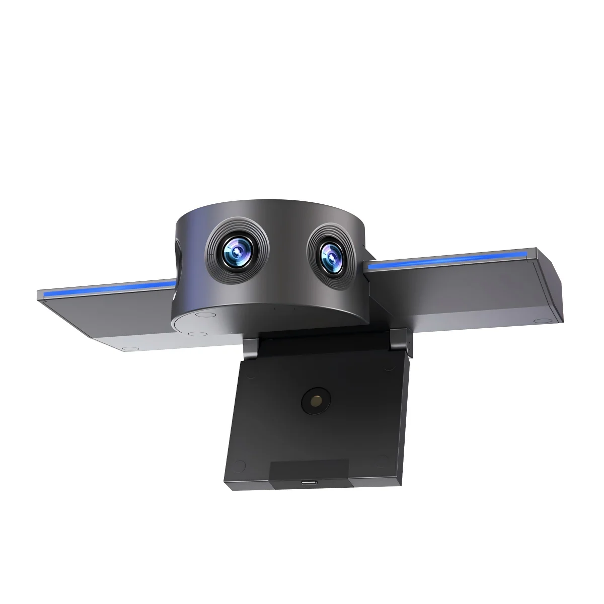All-in-One 180° Panoramic Webcam: 1080P HD Video, Built-in Mic, Plug & Play for Teams/Zoom, with Slot for Recording