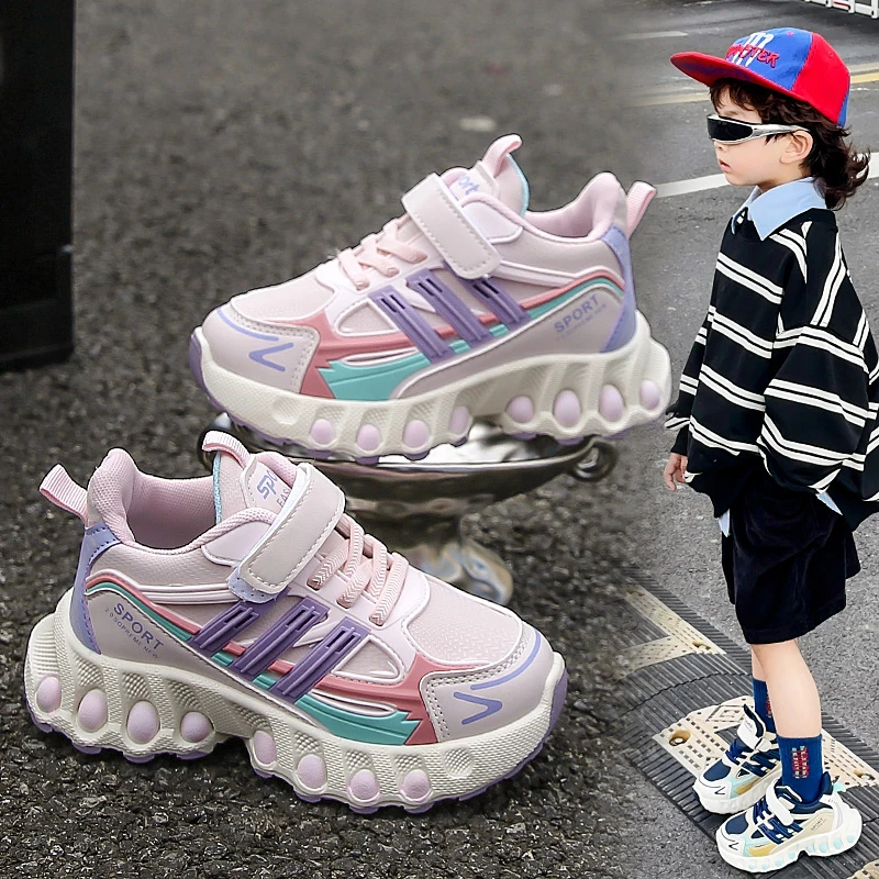 

Boys' sports shoes 2025 Spring and Autumn new girls' white shoes with breathable mesh surface, children's dad shoes for leisure