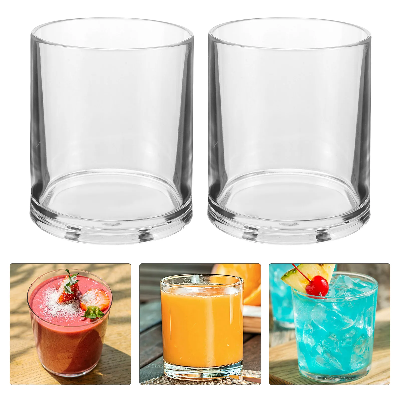 

2Pcs Acrylic Drinking Glasses Fruit Juice Beer Champagne Cup Wine Cup Pudding Tumblers for Home Outdoors Stackable Dishwasher