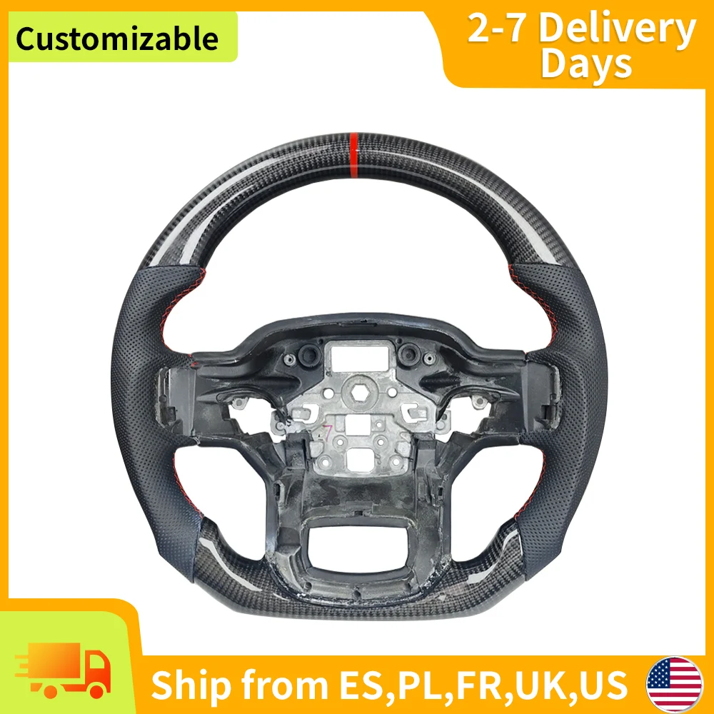 Customized Fit For Ford Raptor F150 2021-2023 Racing Wheel Half Perforated Leather Carbon Fiber Car Accessories