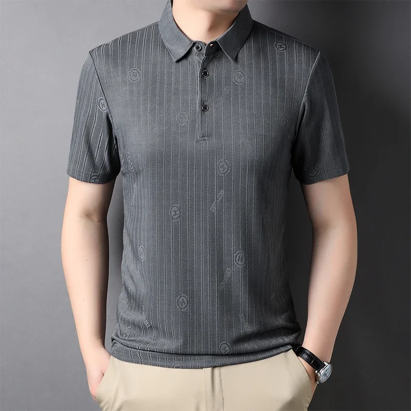 Polo de manga corta para hombre, camisa informal de negocios, a la moda, novedad de verano