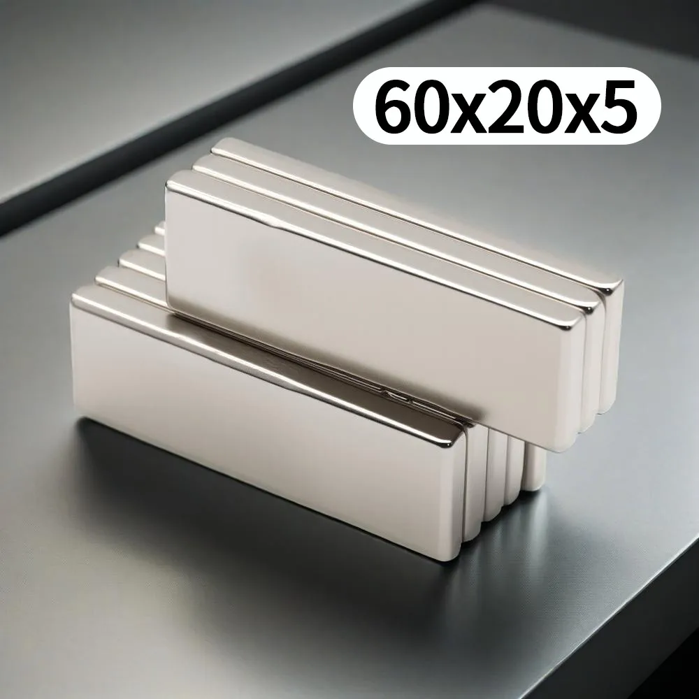 

60x20x5mm Block Super Strong Magnet Powerful Neodymium Magnets N35 NdfeB Permanent Magnetic imanes Refrigerator Magnet