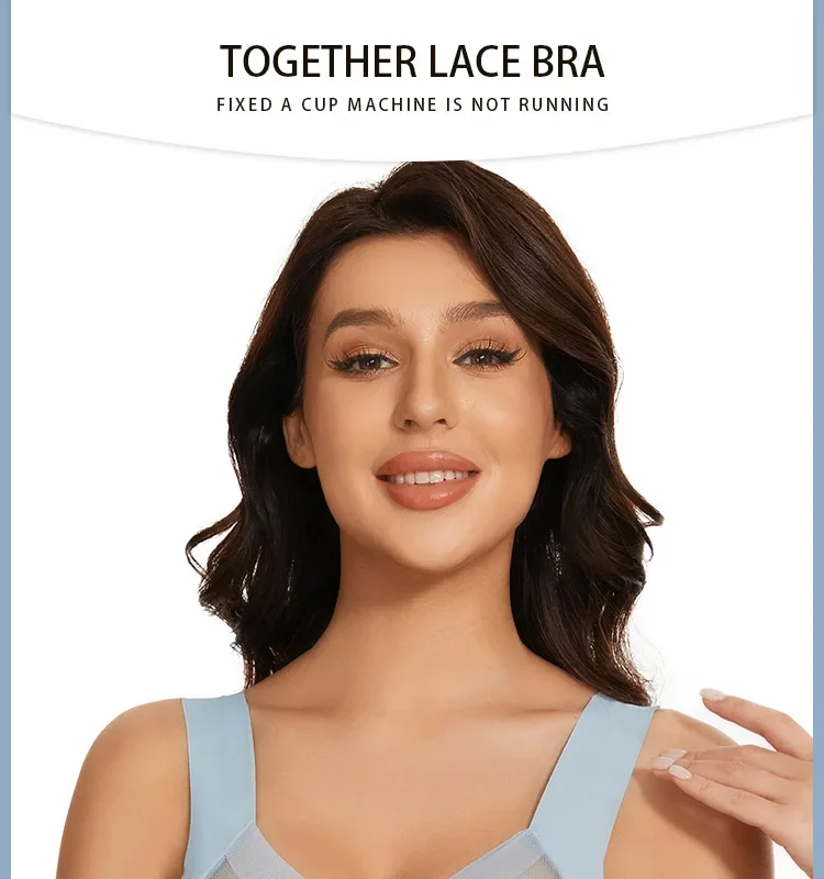 Damen Spitzen-Sport-BHs Übergröße Nahtloser BH Bralette Rückenfreier Damen-BH Weste Stoßfester Drahtloser Top-BH L-3XL – Detail 1