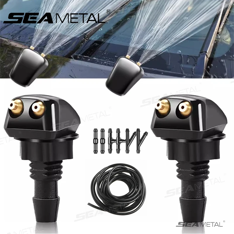 SEAMETAL 9pcs Universal Car Windshield Washer Hose Wiper Blade Pipe Jet Spray Nozzle Water Fluid Tube Connector Replacement Kit