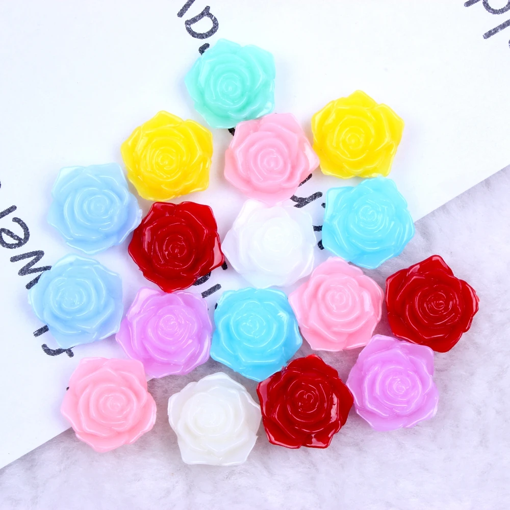 

18mm 200pcs Rose Flower Many Colors To Choose Half Imitation Pearls Flatback ABS Resin Material Great Clothes Shoes Scrapbooks