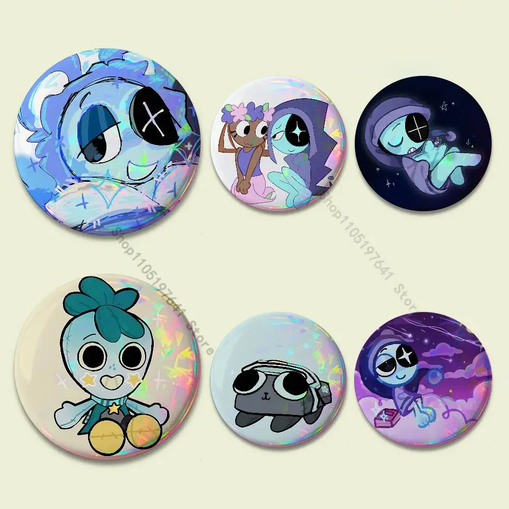 

D-Dandys W-World Goob Bassie Astro Laser reflective round badges pins bag clothing decorations collectibles gifts for friends