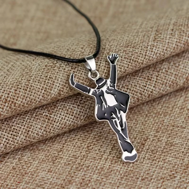 MJ King of Pop Michael Necklace Bracelet for Men Women Creative gift for birthday party celebration present view 3