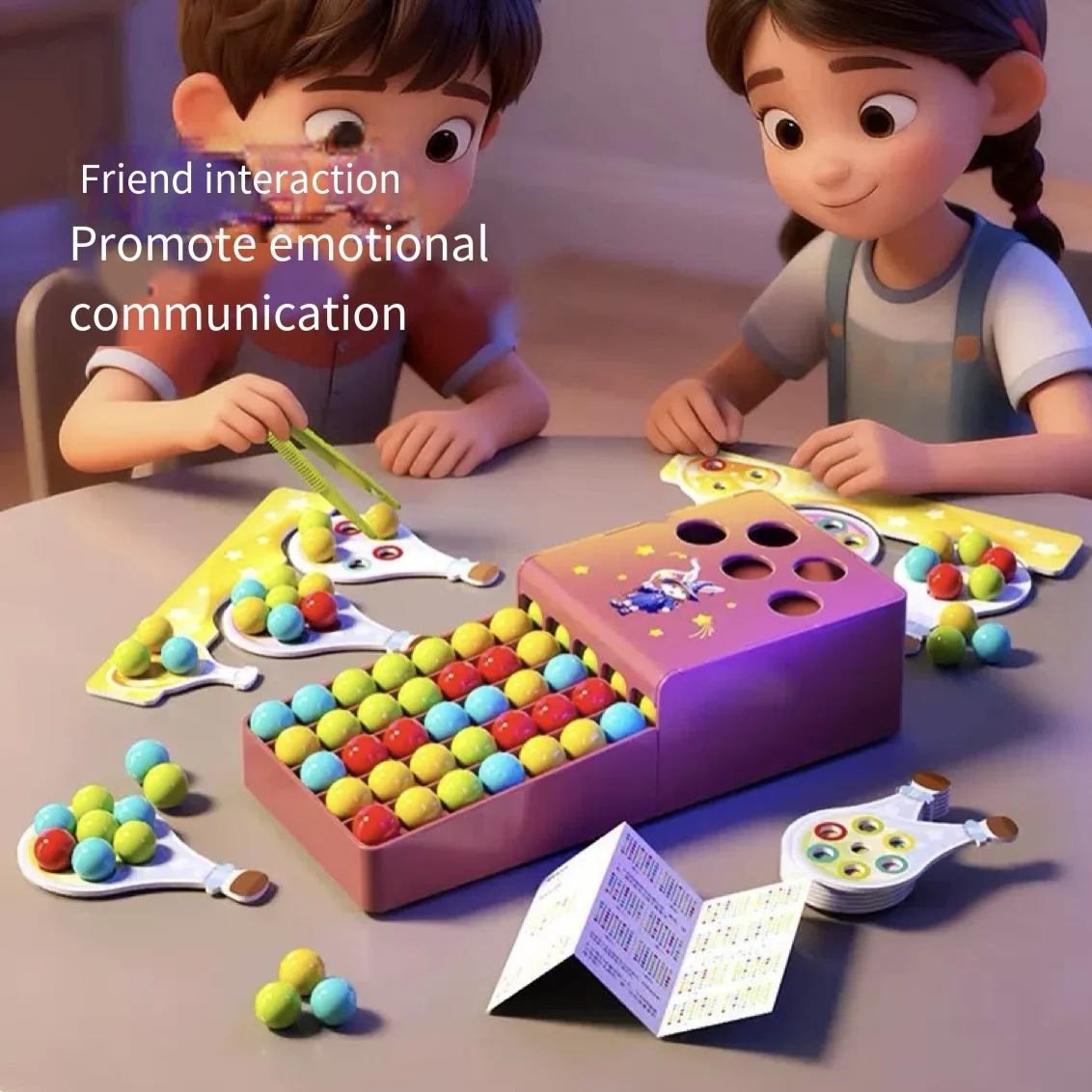 Children's Magic Friendship Game is a desktop educational toy that trains children's finger dexterity and color recognition.