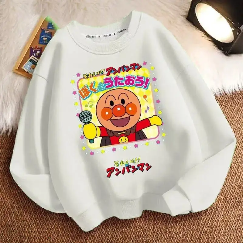 Autumn Winter Baby Boy Sweatshirt Cartoon Anpanman Print Kids Girl Casual Long Sleeve T Shirt Children Clothes Tops Coat 2-12T