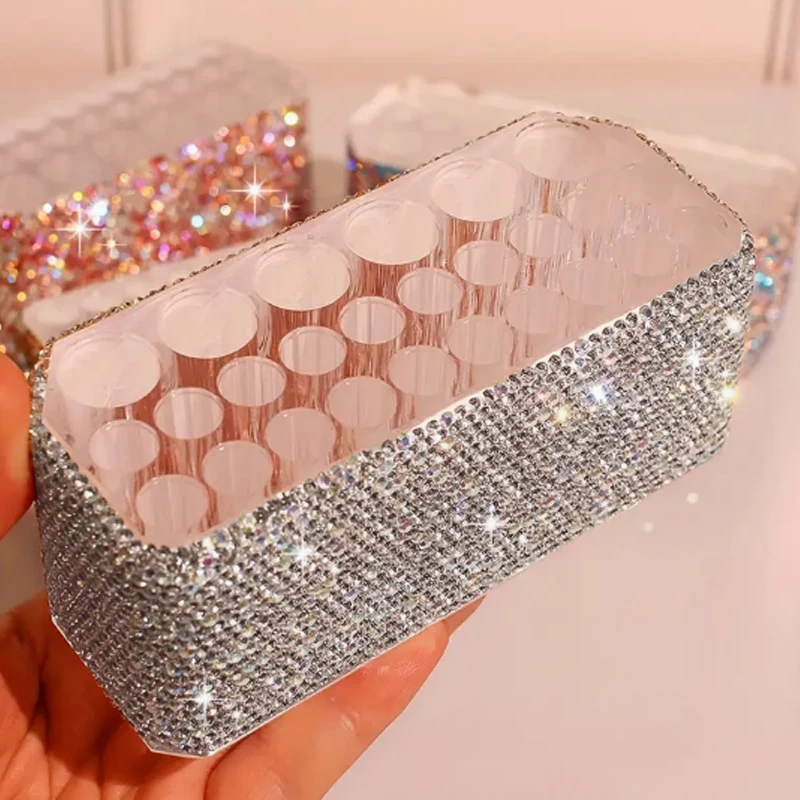 26 穴ラインストーンメイクブラシ収納ボックスアクリル眉毛ペンシルアイライナー陳列棚デスクトップオーガナイザーメイクアップツール