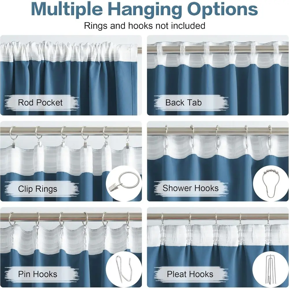 Tende oscuranti isolate blu notte, 52x102, confezione da 2, per camera da letto e soggiorno