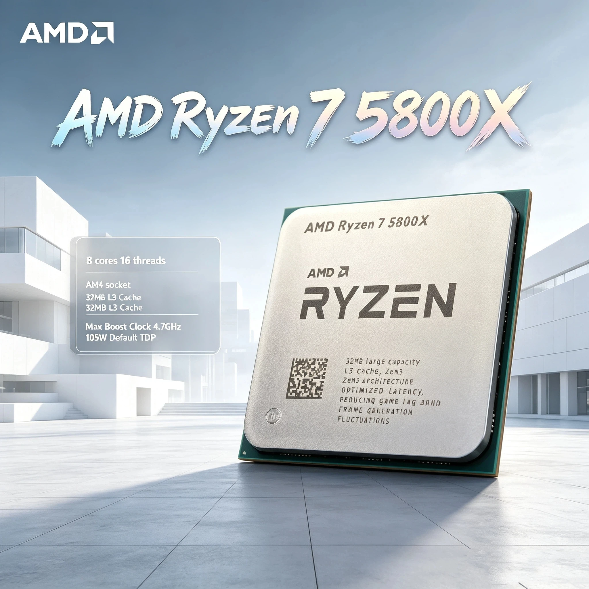 AMD R7 5800X Desktop CPU Streaming Encoding Editing Workhorse 8-Core 16-Thread Zen 3 AM4 7nm Processor