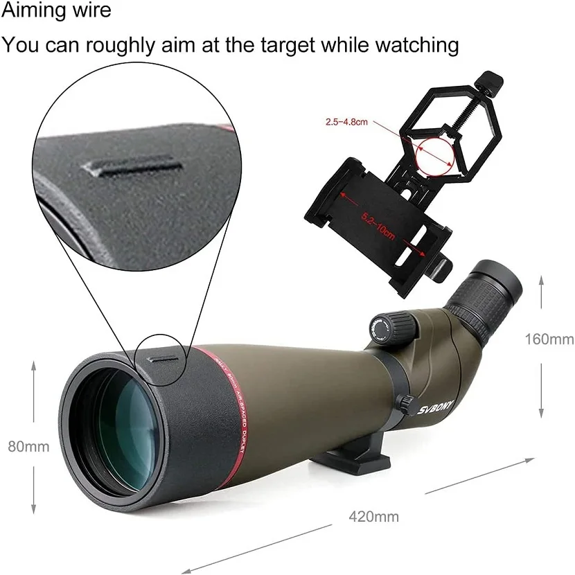 Imagem -04 - Binóculos Svbony Sv13 2060x80 com Zoom Prateado Mais Prisma mc Tratamento Multicamadas Ipx7 à Prova Dágua para Caça e Observação de Pássaros