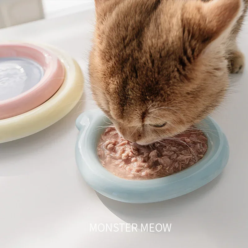 Cat Bowls Ceramic Cans Plates Saucers Cat Food Bowl Rice Bowl Anti-Tip Cat Drinking Bowls Dog Bowls Food Bowls Pet Supplies