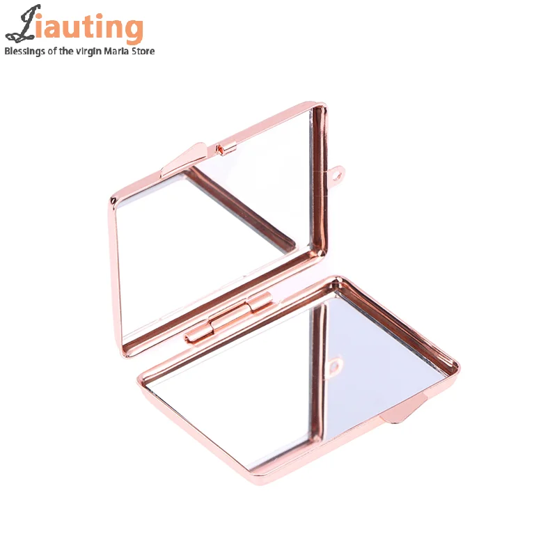 Mini składane lusterko brelok okrągłe serce owalne kwadratowe dwustronne lusterko kosmetyczne metalowe składane lusterko do makijażu