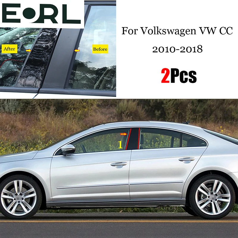 

For Volkswagen VW CC 2010-2018 Car Middle Column PC Window Trims Decoration Polished Pillar Strip Sticker Accessories